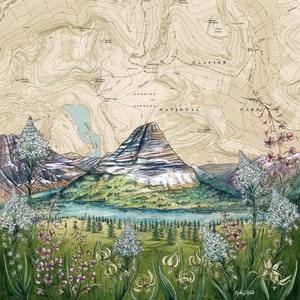 Glacier National Park Art Print: Hidden Lake Montana Painting