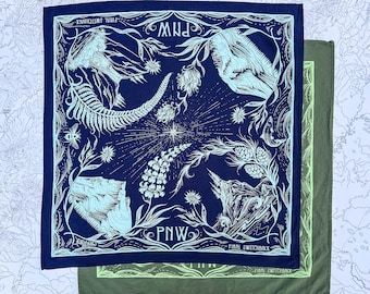 PNW Cotton Bandana: Navy or Olive Evergreen, USA Made