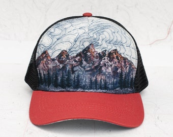Grand Teton Topographic Trucker Hat: Unisex National Park Design