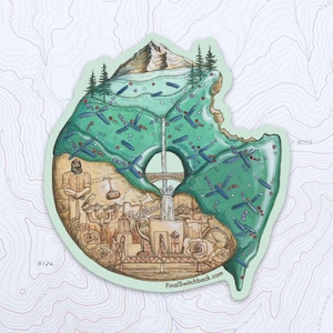 PDX Donut Vinyl Sticker: Portland Landmarks Illustration