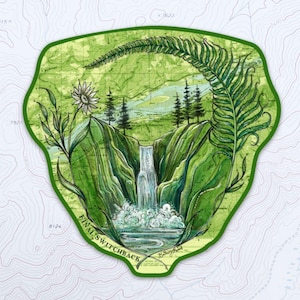 Columbia River Gorge Vinyl Sticker: PNW Waterfall Art image 1