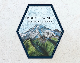 Mt Rainier National Park sticker, Hiking, Backpacking, Fishing weatherproof sticker, waterproof mountain sticker, Washington sticker