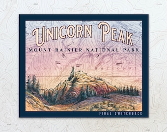 Unicorn Peak Mt Rainier National Park sticker, Hiking, Backpacking weatherproof sticker, waterproof mountain sticker, Washington sticker