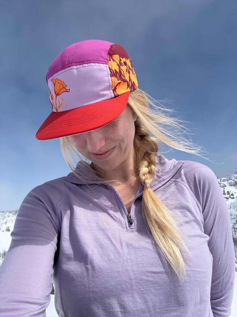 California Poppy 5 Panel Hat, Trail Hat image 3