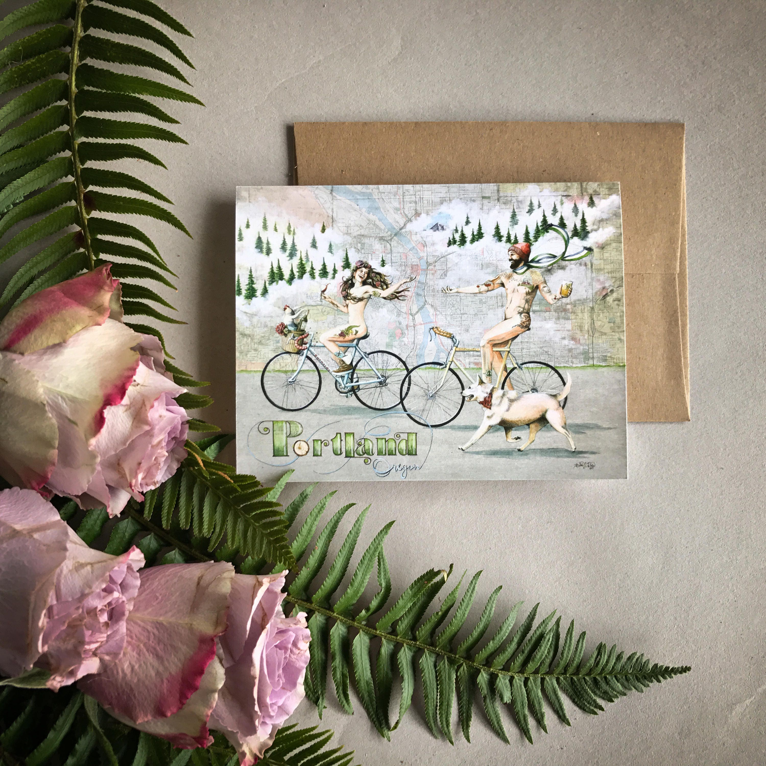Portland Naked Bike Ride Card Portland Greeting Card pic