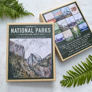 National Park Art Card Set: Vintage Topography Map Cards