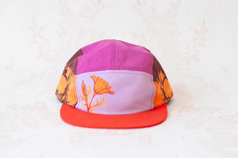 California Poppy 5 Panel Hat, Trail Hat image 4