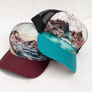 Broken Top Topographic Trucker Hat: Bend Oregon Alpine Lake, Unisex Fit ...
