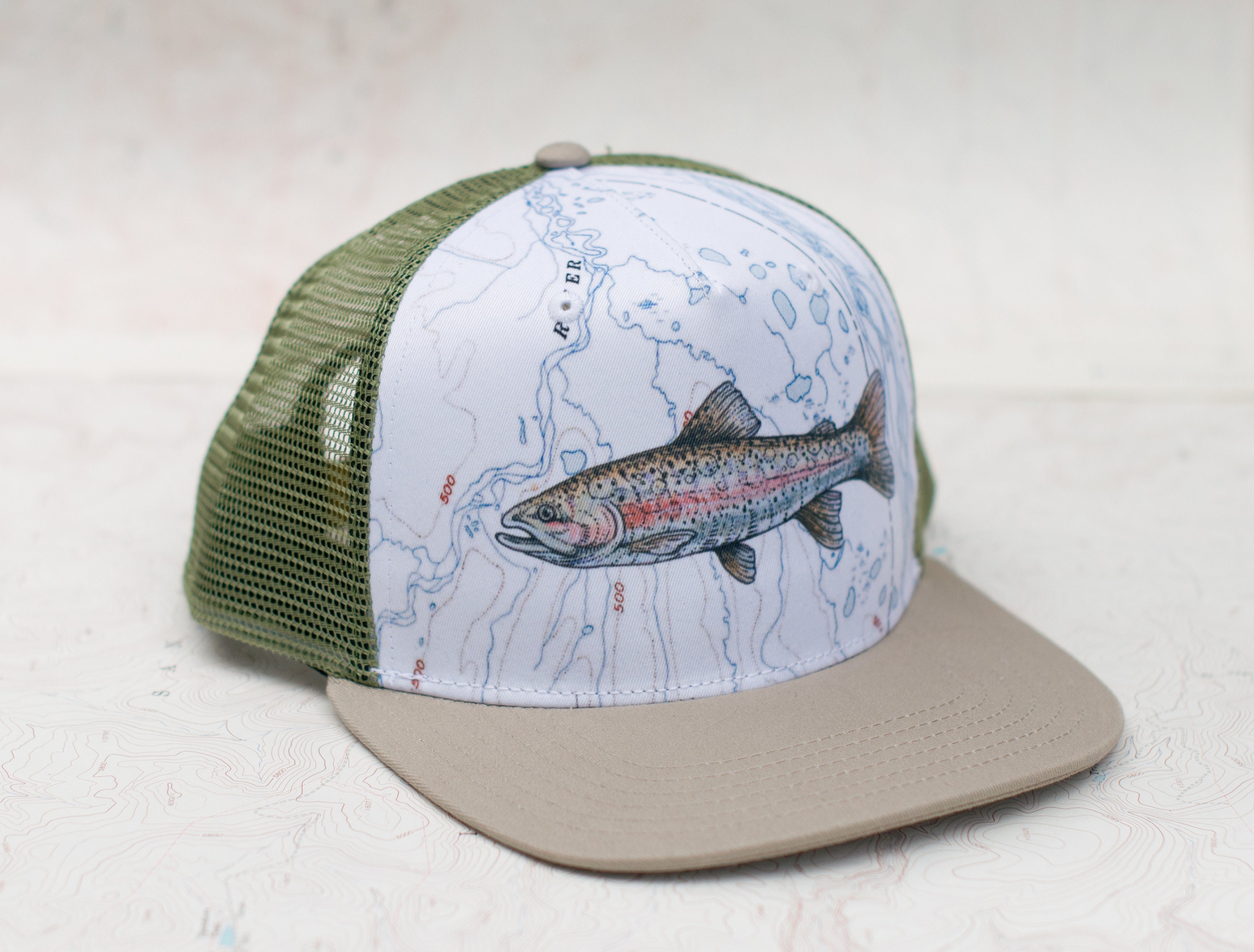 Rainbow Trout Trucker Hat, Fishing Trucker Hat, Fisherman Flat