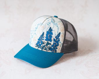 Lupine Trucker Hat: Wildflower Topographic Design