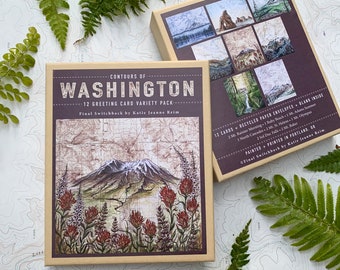 Washington Card Set, 12 Washington mountain cards, WA wilderness card, blank inside greeting cards