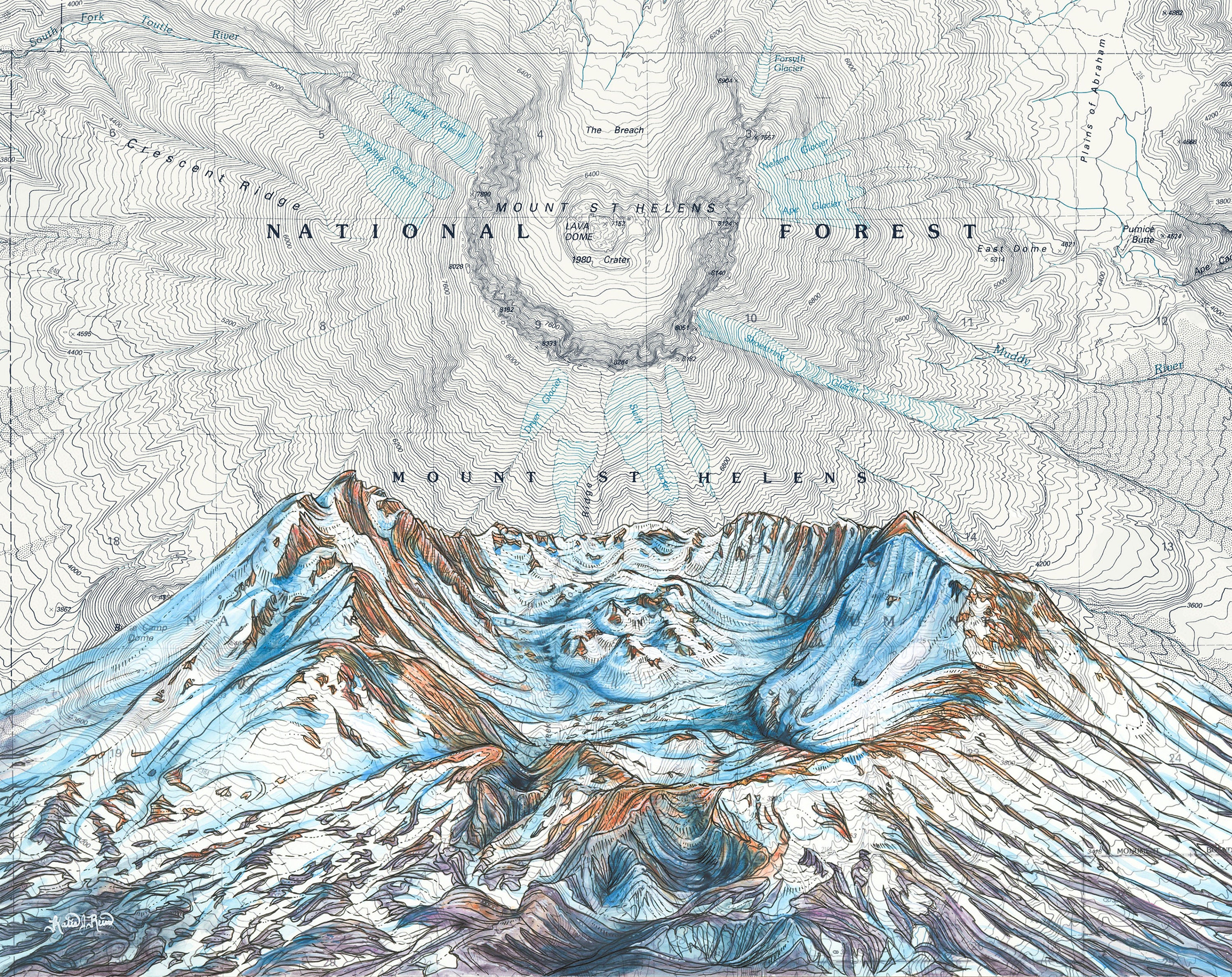 Mt St Helens Summit Print: Vintage Topo Map Art - Etsy