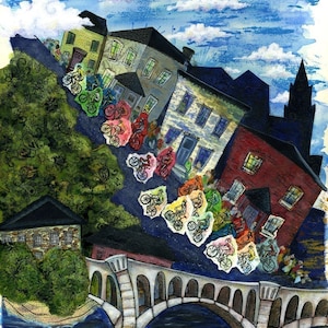 Bike Race, Manayunk Wall print, Philadelphia bike race art, cyclist art print small or large