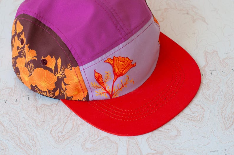 California Poppy 5 Panel Hat, Trail Hat image 5