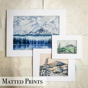 Douglas Fir Art, Douglas-fir tree art painting print, pine tree mountain illustration, evergreen forest, wilderness mountain drawing image 3