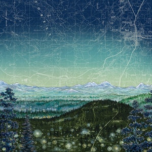 Pilot Butte Twilight print : Bend Central Oregon painting