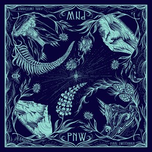 May include: A blue and white bandana featuring a stylised illustration of a mountain range, a fern, and a star. The bandana has the text "PNW" and "FINAL SWITCHBACK" on it.