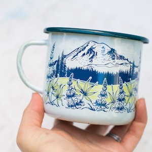 Mt Rainier Seasons 16oz Enamel Camping Mug