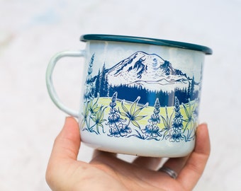 Mt Rainier Seasons 16oz Enamel Camping Mug