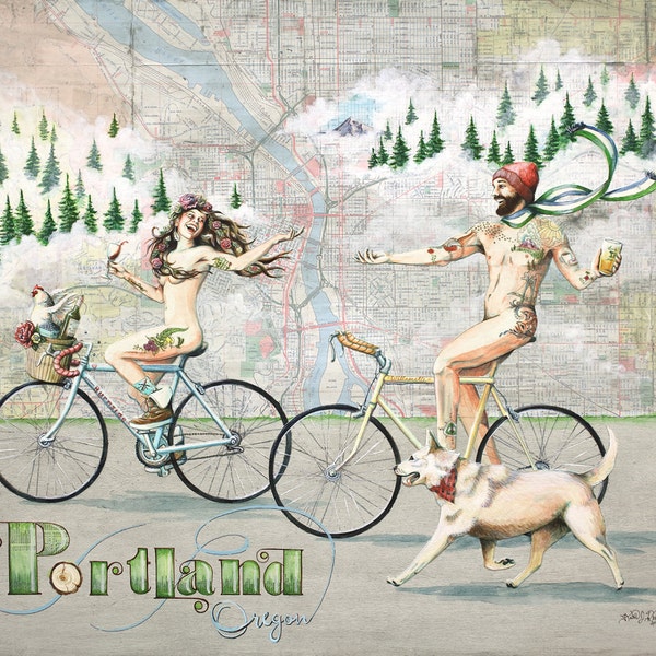 Portland Naked Bike Ride Print