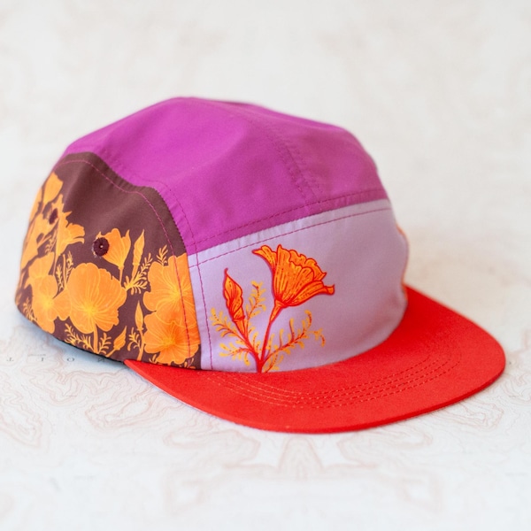 California Poppy 5 Panel Hat, Trail Hat