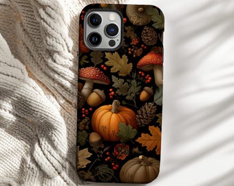 Funda para teléfono con diseño de Halloween, calabaza y setas otoñales para iPhone 18 17 16 15 14 Pro Max, Samsung s23 s24 s25, Google Pixel 8 9