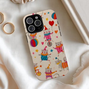 Grappig circusclown telefoonhoesje schattig kawaii cadeau voor kattenliefhebbers Cover voor iPhone 16 15 14 13 12 Pro Max Samsung s26 s24 s25 Google Pixel 8 9