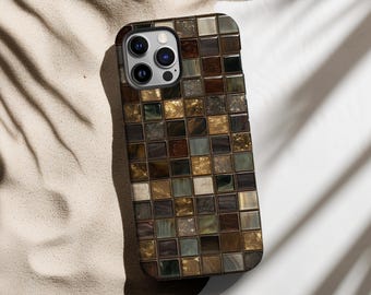 Brown Stained Glass Print Phone Case Tile Elegant Colorful Cover for iPhone 17 16 15 14 13 12 Pro Max Samsung s26 s24 s25 Google Pixel 8 9