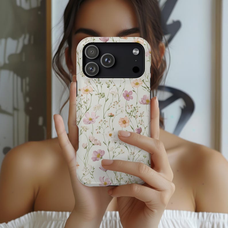 Minimalist Flower Phone Case Spring Floral Pattern Pastel Cover for ...