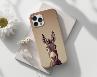 Divertente custodia per telefono con asino / Design animale / Cover artistica marrone beige per iPhone 17 16 15 14 13 12 Pro Max / Samsung s26 s25 / Google Pixel