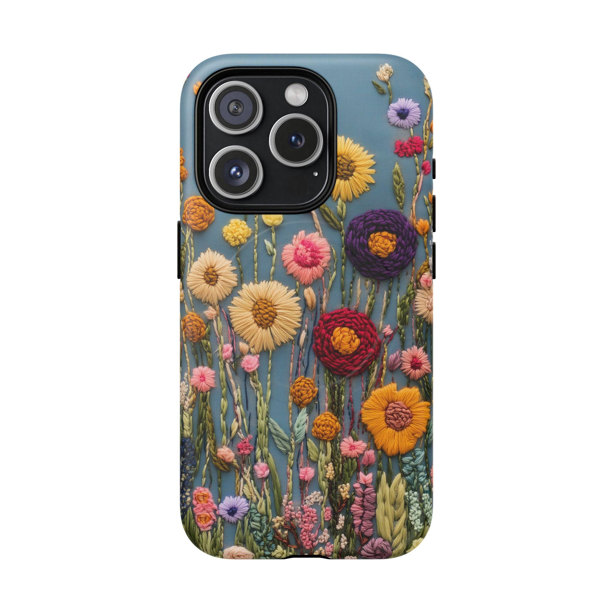 Cell Phone Case Spring Blooming Flower Phone Case Spring Embroidered Print Cover Magsafe for ...