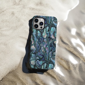 Pearl Design Phone Case | Dark Green Blue | Abalone Shell Print | Case for iPhone 16 15 14 13 12 11 Pro Max | Samsung s22 s21 | Google Pixel