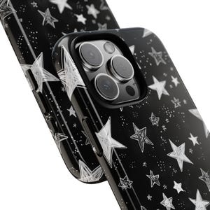 Capa para celular com estampa de céu estrelado em preto e branco, compatível com iPhone 17, 16, 15, 14, 13, 12 Pro Max, Samsung S26, S24, S25 e Google Pixel 8 e 9. imagem 7