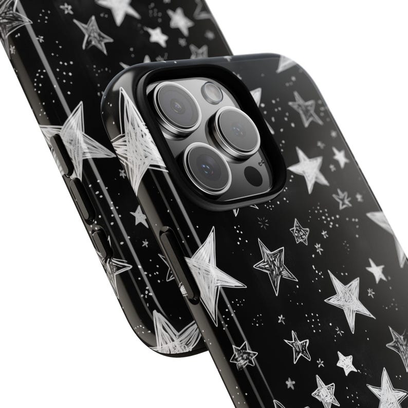 Capa para celular com estampa de céu estrelado em preto e branco, compatível com iPhone 17, 16, 15, 14, 13, 12 Pro Max, Samsung S26, S24, S25 e Google Pixel 8 e 9. imagem 7