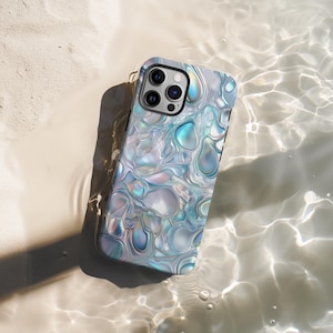 Blue Green Abalone Shell Print Phone Case iPhone 16 15 14 13 Pro Max Samsung S24 S23 s22 Ultra Google Pixel Ocean Aesthetic Protective Cover