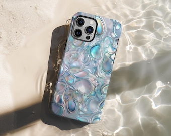 Blue Green Abalone Shell Print Phone Tropical Case iPhone 17 16 15 14 13 Pro Max Samsung S24 S23 s26 Ultra Google Pixel Ocean Summer Cover