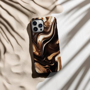 pour portable en mousse de moka | Conception de texture de style marbre Borwn | Coque artistique pour iPhone 16 15 14 13 12 11 Pro Max | Samsung s22 s21 | Pixel de Google