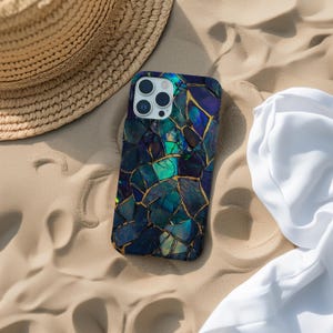 Mosaik Opal Handyhülle Glasmalerei Moody Print Minimalistische Abdeckung für iPhone 16 15 14 13 12 11 Pro Max Samsung S23 S24 S25 Google Pixel 8 9