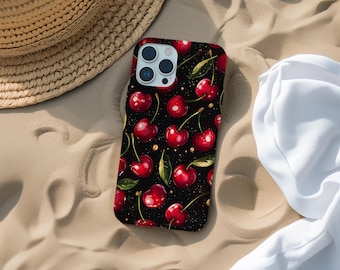 Cherry Pattern Phone Case Fruit Lover Gift Funny Accessory Cover for iPhone 17 16 15 14 13 12 Pro Max Samsung s26 s24 s25 Google Pixel 8 9