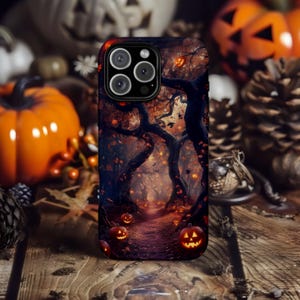 Halloween Pumpkin Patch Phone Case Haunted Forest Path Spooky Cover for iPhone 16 15 14 13 12 Pro Max Samsung s26 s24 s25 Google Pixel 8 9