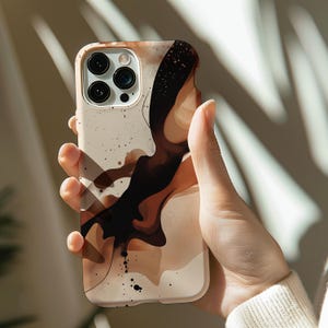 Custodia per telefono Mocha Mousse Acquerello, stile marrone, design artistico, per iPhone 16, 15, 14, 13, 12, 11 Pro Max, Samsung S23, S24, S25, Google Pixel 8, 9