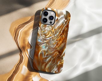 Pearl Design Phone Case | Orange Gold | Abalone Shell Print | Cover for iPhone 17 16 15 14 13 12 Pro Max | Samsung s26 s25 | Google Pixel