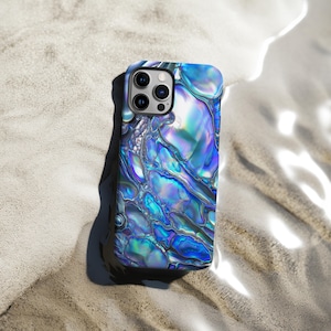 Blue Pearl Phone Case | Abalone Shell Print | Vibrant Color Art | Case for iPhone 16 15 14 13 12 11 Pro Max | Samsung s22 s21 | Google Pixel