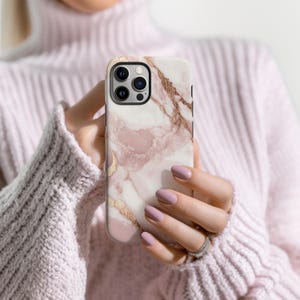 Coque de téléphone marbrée rose tendre, pierre rose, style naturel, étui cadeau pour iPhone 16 15 14 13 12 11 Pro Max Samsung s23 s24 s25 Google Pixel 8 9