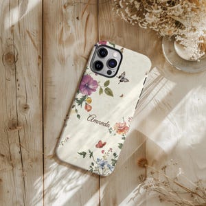 Personalized Phone Case Flower Individual Own Name Girly Art Cover for iPhone 16 15 14 13 12 11 Pro Max Samsung s23 s24 s25 Google Pixel 8 9