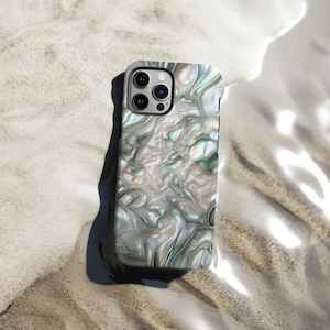 Green Shell Phone Case | Abalone Pearl Print | Lime Cream Art | Cover for iPhone 16 15 13 12 11 Pro Max | Samsung s22 s21 | Google Pixel