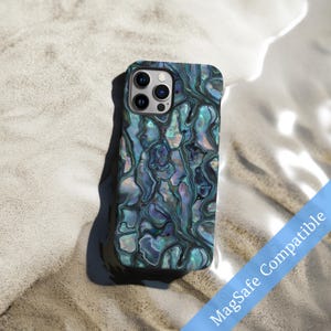 Pearl Phone Case Dark Green Blue Abalone Shell Print MagSafe Cover for iPhone 16 15 14 13 12 11 Pro Max Samsung s23 s24 s25 Google Pixel 8 9