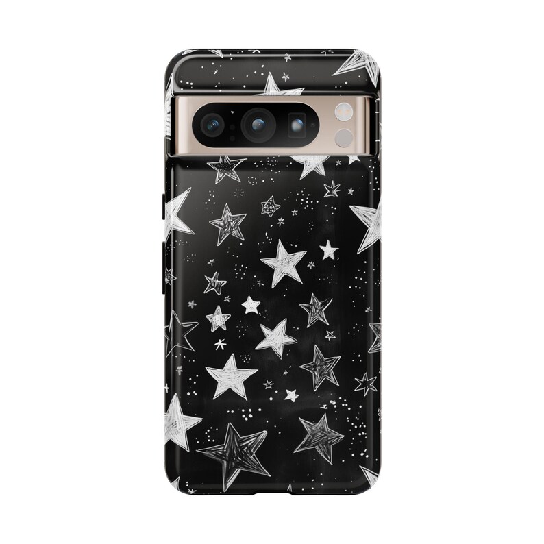Capa para celular com estampa de céu estrelado em preto e branco, compatível com iPhone 17, 16, 15, 14, 13, 12 Pro Max, Samsung S26, S24, S25 e Google Pixel 8 e 9. imagem 5