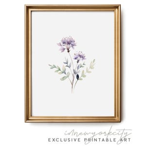 Delicate Floral Botanical Watercolor, Antique European Print, Rustic Vintage Nursery Decor, Printable Wall Art, Instant Digital Download