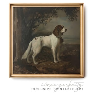 Vintage Dog Portrait Wall Art – Classical Spaniel Painting Digital Print – Hunting Dog Printable Download – Traditional Pet Art